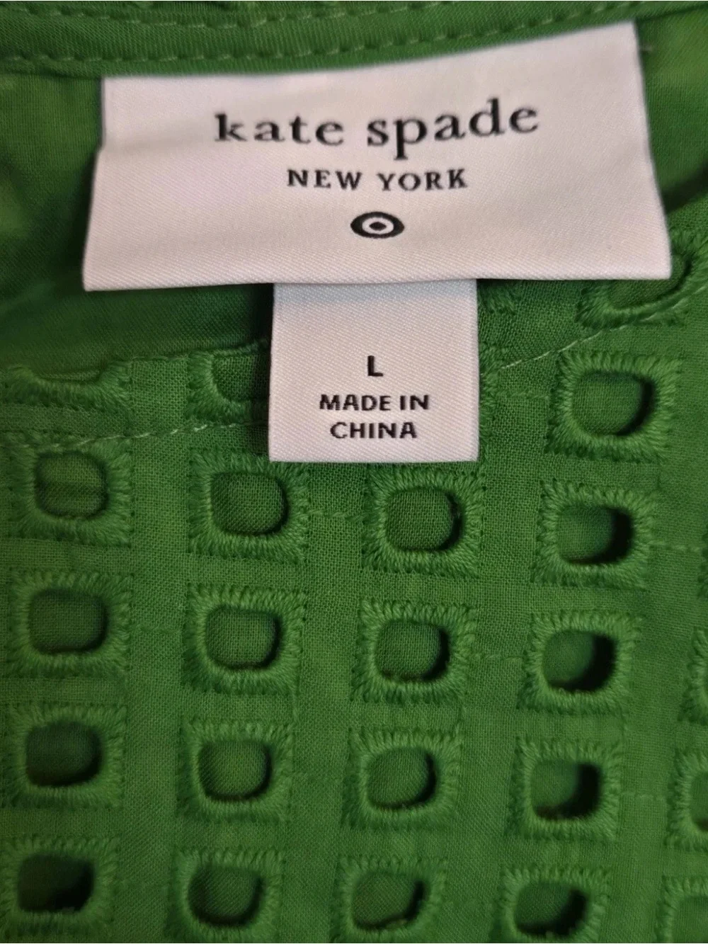 Kate Spade New York Green Eyelet Volume Midi Skirt Sz L Dopamine Dressing NWOT
